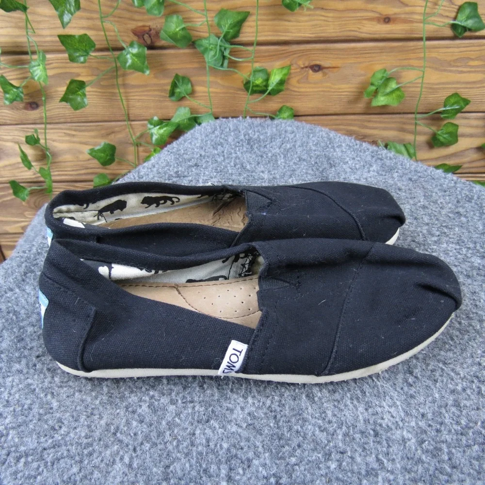 TOMS‎ Classic Alpargata Women's Black Canvas Slip-On Shoes Size 6 Casual